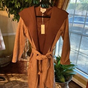 Blvd Tan and Brown suede trench coat